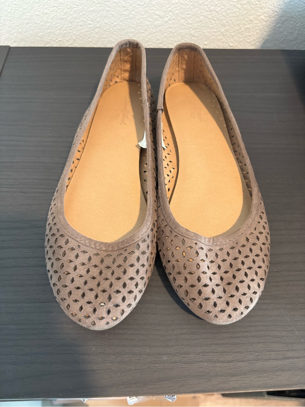 Universal Thread Laser-Cut Ballet Flats - Taupe Brown